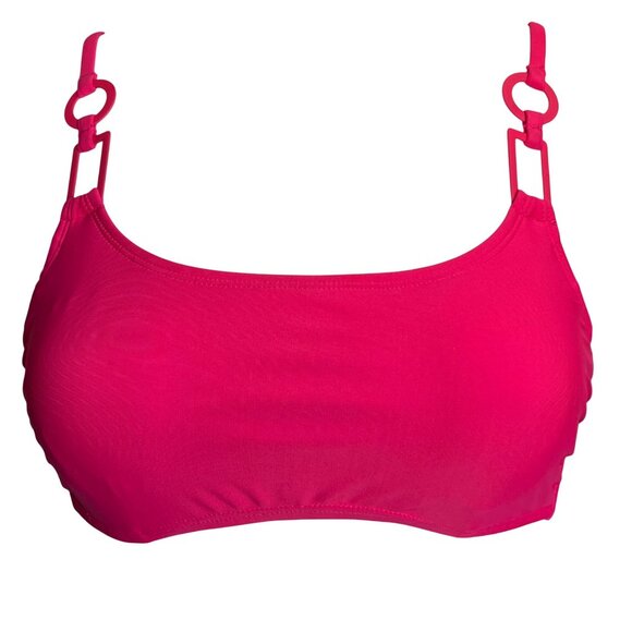 Shade & Shore Pink Bikini Top With Adjustable Straps & Ring Details Size 34B - Picture 1 of 6